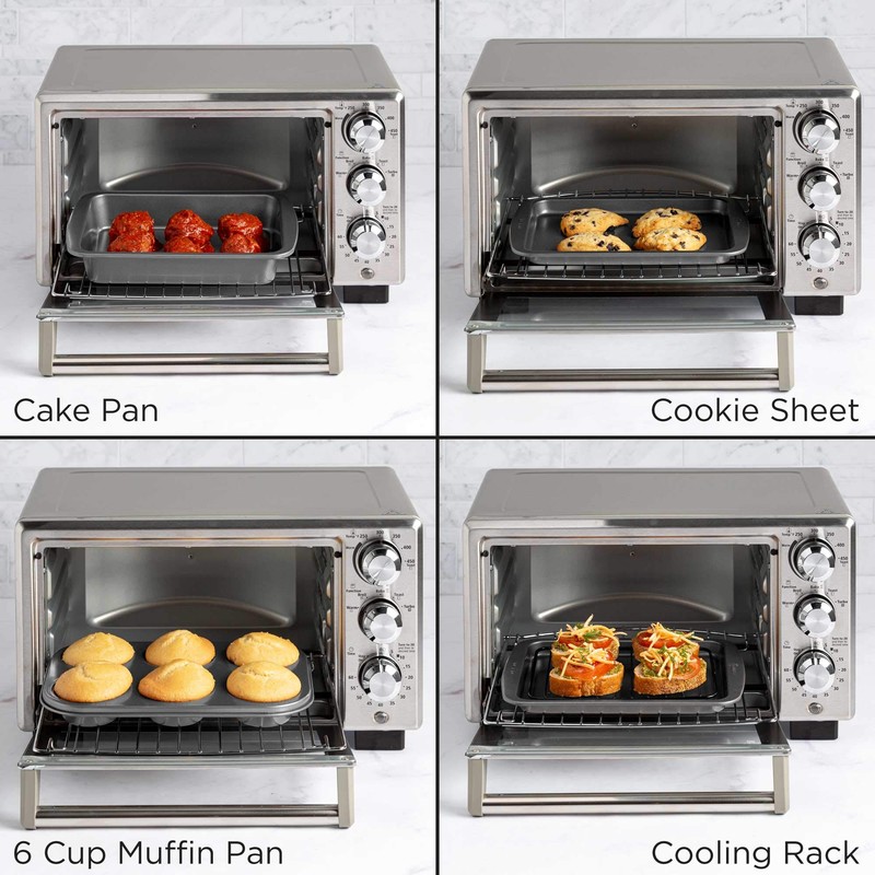 Ecolution Non-Stick Toaster Oven Bakeware Set 4-Piece, Carbon Steel, Easy