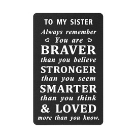 HYHYDHP To My Sister Gifts Wallet Card, Little Sister Inspirational Gifts Birthday Cards from Sister Brother, Sister Christmas Card