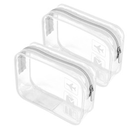 ZPLASK 2 Pcs Airport Security Liquids Bags, Clear Travel Toiletries Bag, Clear Toiletry Bag Carry On Liquid Bag Clear Shower Bag for Travel Accessories Wash Bag for Travelling and Holiday