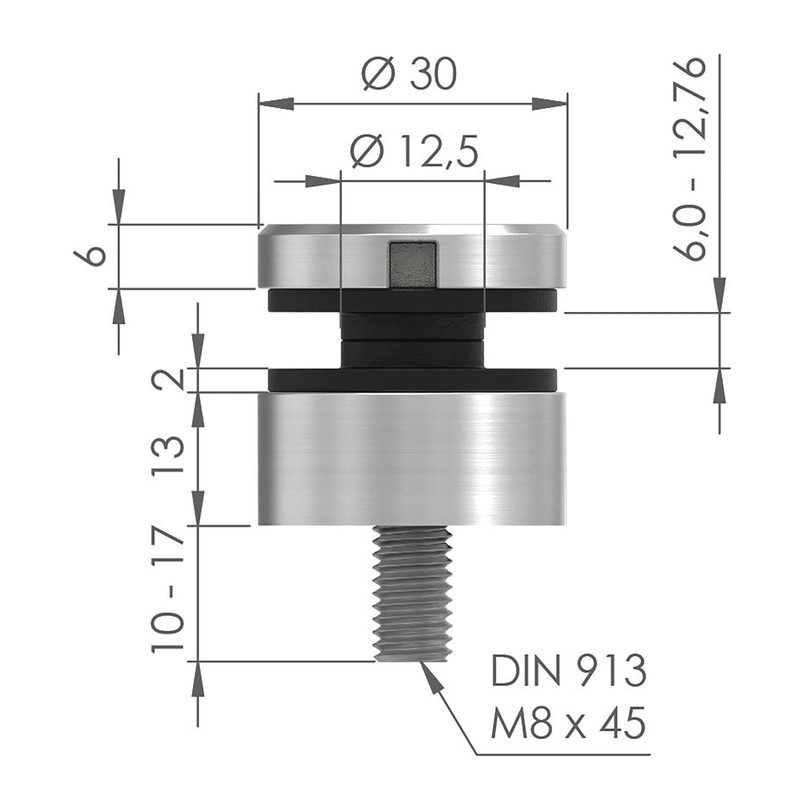 STEINBACHER© Stainless steel glass dot holder, diameter 30 mm, connection: