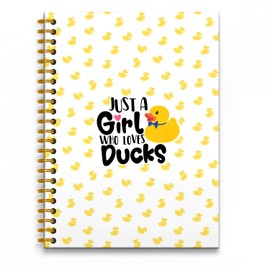RUNMESS Duck Notebook, Just a Girl Who Loves Ducks Notebook Journal, Duck Gifts, Duck Gifts for Duck Lovers, Duck Gifts for Women, Duck Themed Gifts, Cute Notebook, Spiral Notebook 5.5x8.3 Inches