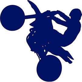 Design With Vinyl Artwork Motorcycle Doing A Wheelie Stunt Bike Trick Wall Decal for Boys - Race Track First Place Motorcross Dirt Riding Themed Décor - Size: 16 in x 23 in