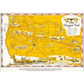 Historic Map : Old Oregon Trail, 1948, Irvin Shope, Vintage Wall Art : 24in x 16in