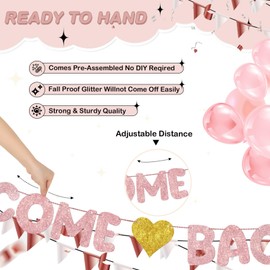 Fulmoon Pre Strung Welcome Back Glitter Banner First Day of School Party Decorations Funny Classroom Decor Welcome Back Sign for Coworkers Retiring from the Army Decorations(Rose Gold,Gold)