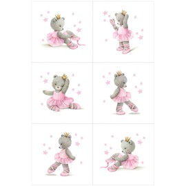 UNIQUE Ballerina Fabric Panel Set (6 Panels, 12x12in Each), Quilting Panels, Baby Quilt Panels, Cotton Baby Panels, Blanket Panel, Cotton Fabric Panels for Quilting, Pink
