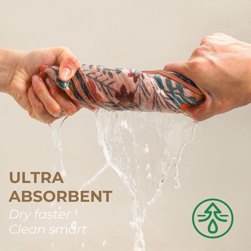 HOORDRY Kitchen Tea Towels with Hanging Loop, Super Absorbent Dish