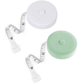 Measuring Tape Measure 6.6 ft (2 m) White Green Set of 2 Colors Automatic Winding Ruler Tape Measure 200 cm 79 inch Bust Waist Measurement Inch Centimeter Double Sided Scale Clothing Tape Measure