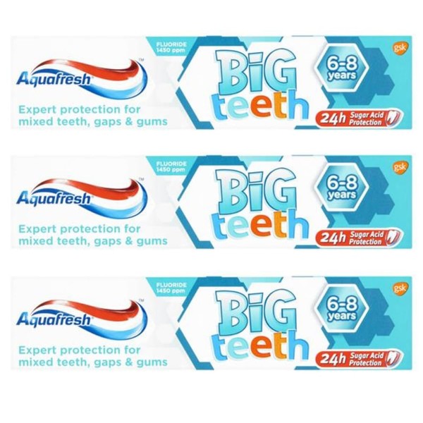 Aquafresh Big Teeth Kids Toothpaste 6+ Years 50ml (Pack of 3)