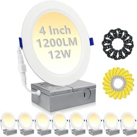 ETL Energy Star Certified 6 Inch 5CCT Ultra-Thin LED Recessed Ceiling Light with Junction Box 16W Dimmable Canless DownlightColor: 5CCT (8 pack), Lamp Power(W): 16, Emitting Color: N/A