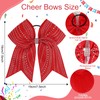7.5" Red Rhinestones Large Glitter Cheer Hair Bows for Cheerleading