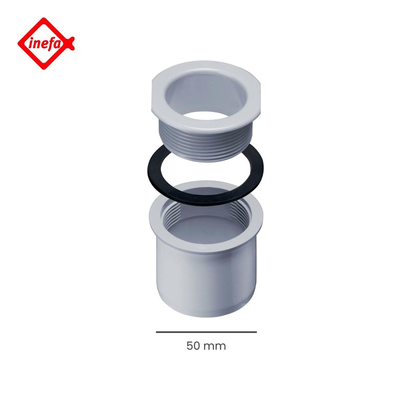 INEFA Screw Socket Gutter to Downpipe, Box Shape, grey
