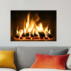 SUPERDANT 3D Wall Sticker Fireplace Bonfire Wall Art Stickers 3D Bonfires Wall Decals Peel and Stick Vinyl Decor for Living Room Bedroom Playroom Home Christmas Wall Decor