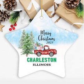 Christmas Ornament Charleston IL Ornaments Gifts Ideas Charleston Illinois New Home Town 2025 Keepsake Housewarming for Family Friend Star 3''