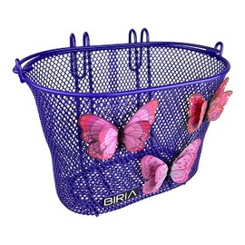 BIRIA Basket with Hooks, Front, Removable, Children Wire Mesh Small Kids Bicycle Basket, Purple, Butterfly. New