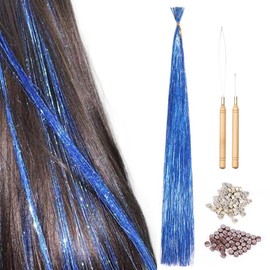 Hair Tinsel I Tip Hair Extensions Hair Tinsel Kit With Accessories I Tip (Sapphire Blue)