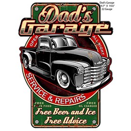 Dads Garage Truck Cut Out Metal Sign by Steve McDonald 14.7x19.6