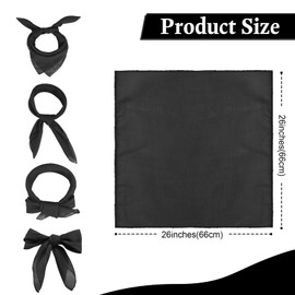 Cyunda Chiffon Scarf for Women and Girls, 26x26 inches Square Neck Scarf, Classic Retro Ribbon Handkerchief for Hair Wrapping,Black