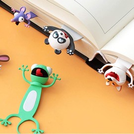 Ouch Series 3D Animal Bookmarks - Standard Size PVC Funny Cartoon Page Holders for Reading, Desk Decor Creative Gifts for Students Kids Readers