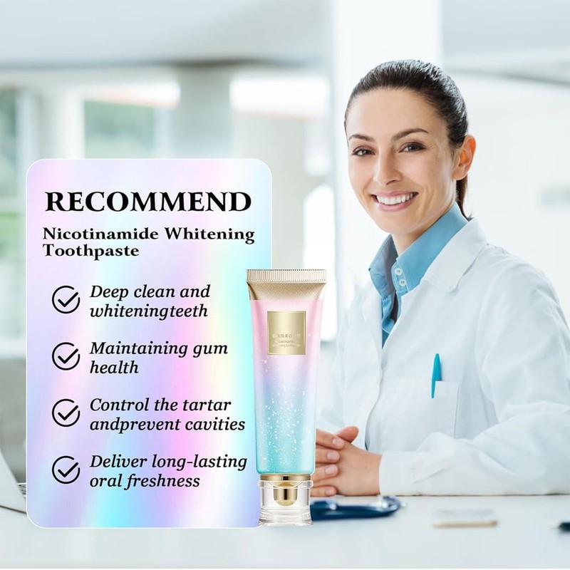 2 Packs Niacinamide Whitening Toothpaste, Niacinamide Intensive Whitening Toothpaste, Nicotinamide