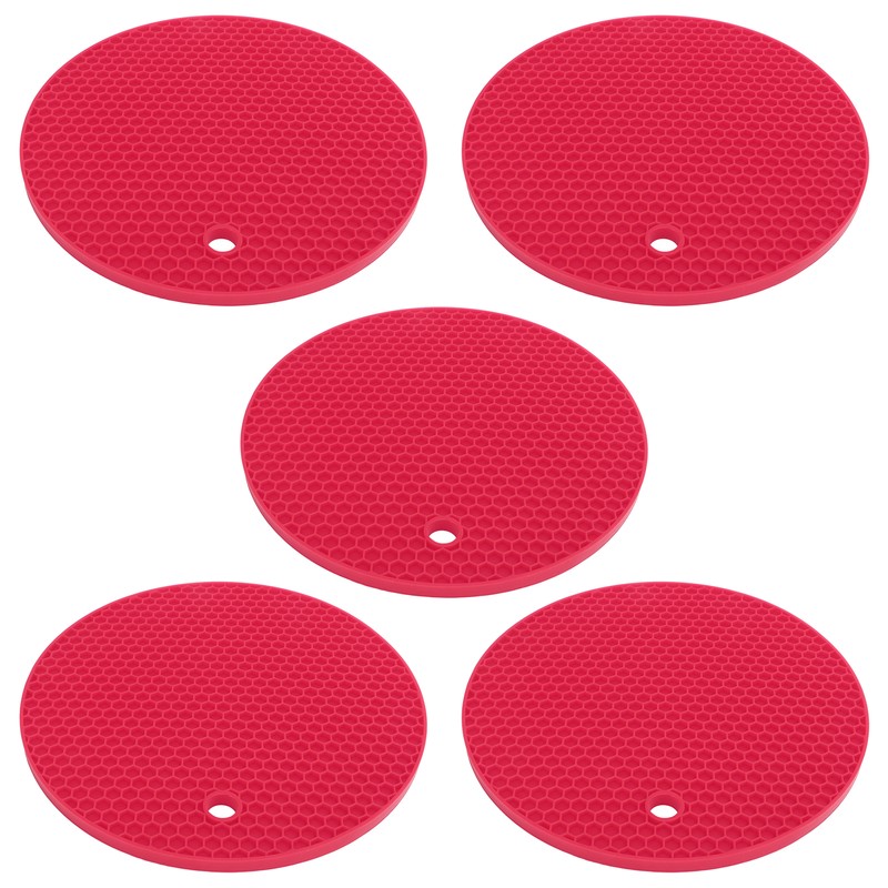 5PCS Silicone Trivet Mats Round Multipurpose Heat Resistant Non Slip