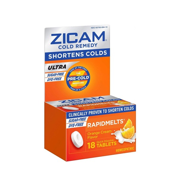 Zicam Ultra Cold Remedy Orange Cream RapidMelts, 18 Quick Dissolve Tablets, 18 Count (Pack of 1)