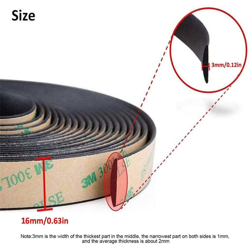 16ft/5M Windshield Seal Weather Stripping Rubber Sealing Strip Trim Cover