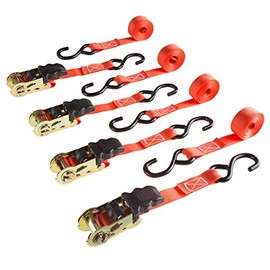 Ratchet Tie Down Straps – 10 Ft, 1500 lb. Break Strength Cargo Straps for Camping, Hunting, Moving in a Truck, Trailer, Roof Rack (4 Pack) by Stalwart - 75-CAR1017