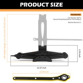 1T Scissor Jack for Car with Ratchet Wrench Kit,Heavy Duty Scissor Car Jack Kit for Cars Lifting Jobs Easy Tire Change,Essential Cars Scissors Jacks Lift Range 3.11"-12.4"