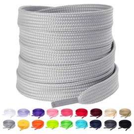 Olukssck 1 Pair Flat Shoe Laces for Sneakers, 2/5" Wide Athletic Shoelaces Light Grey 28 inch(71cm)