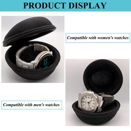 TICFROG Travel Watch Case, Portable Single Watch Case Roll Storage Box for Men's Wristwatches & Smart Watches up to 50mm with 7.08'' X 7.08'' Cleaning Cloth, Black