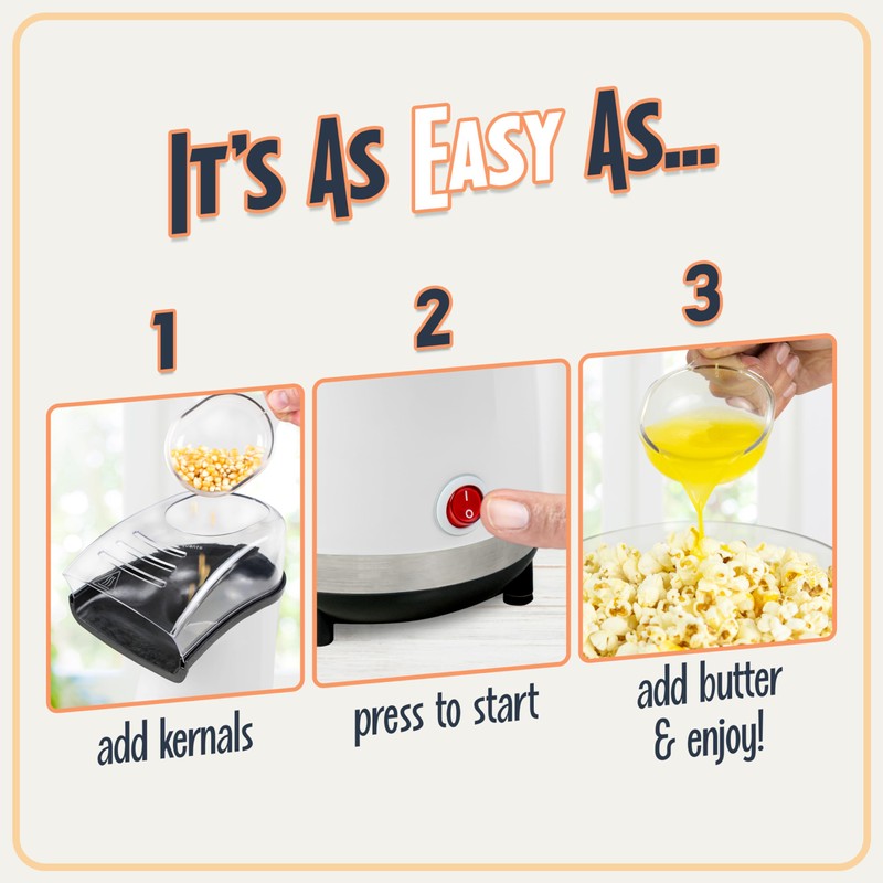 Nostalgia 16 Cup Hot Air Popcorn Maker | Makes Hot,