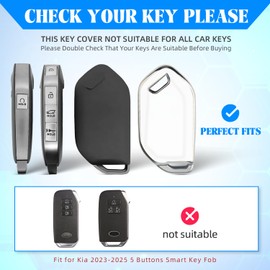 QBUC for KIA Key Fob Cover with keychian,TPU Protection Key Case Compatible with Telluride 2023 2024 2025 EV5 Sorento K4 K5 GT-Line Remote Smart Key Fob Protector (White)