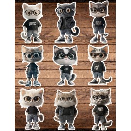 Unbranded Hip Cat Die Cut Vinyl Stickers Set Scrapbooking Laptop WaterBottle