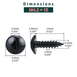 #8 x 1/2" Truss Head Wood Screws (100 pcs), 18-8 (304) Stainless Steel, Phillips Drive Truss Head Self Tapping Screws, Black Oxide Coated Sheet Metal Screws, Fayeploo (with Phillips Driver Bit)