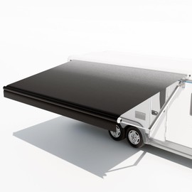 CYLAND RV Awning Fabric Replacement,Camper Trailer Motorized Awning Replacement for Motorhome,Heavy Duty Weatherproof 18.5oz Outdoor Vinyl RV Canopy 17'(Fabric 16'2") Black Fade