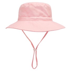 YANWANG Baby Kids Adjustable Bucket Sun Hat, UPF 50+ Sun Protection Beach Cap for Toddler Boys Girls(Light Pink,1-3Years)
