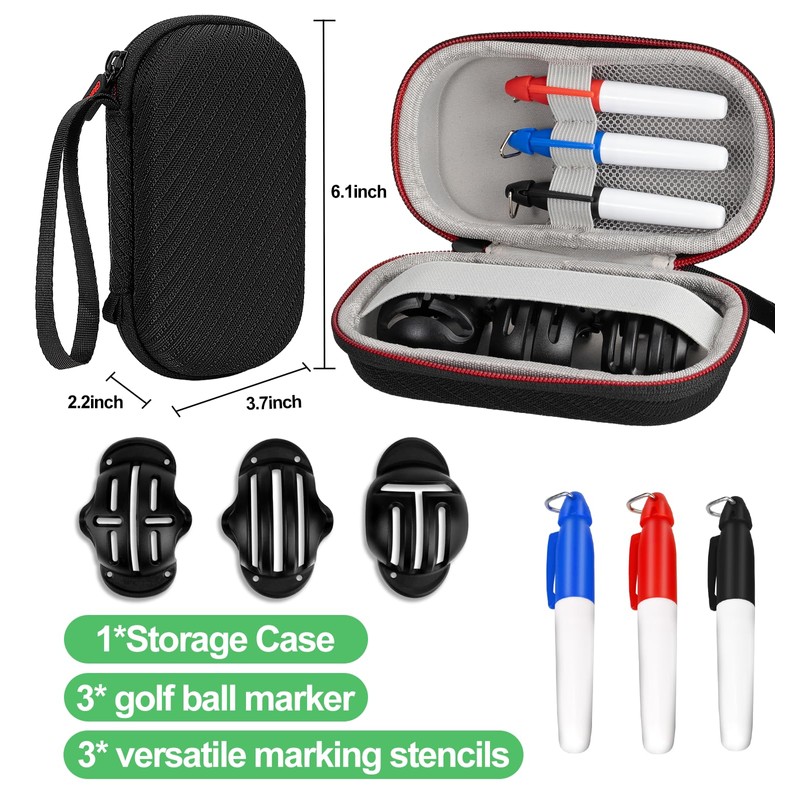 6 Pack Golf Ball Line Marker Tool with Travel Case,