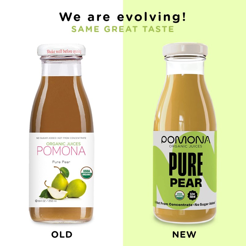 Pomona Organic Pear Juice, Cold Pressed USDA Organic Juices, Pears