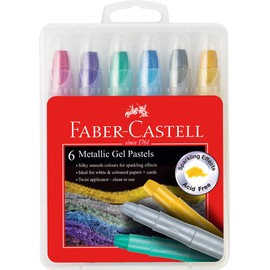 Faber-Castell Sparkling Metallic Gel Pastels, Assorted – Pack of 6, (21-010041)