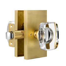 HIEMEY Gold Crystal Glass Passage Door Knobs Interior, Modern Satin Brass Door Knobs Heavy Duty for Closet Hallway