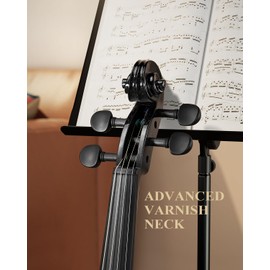 Eastar 4/4 Violin Set Full Size Fiddle Solidwood for Adults with Hard Case, Shoulder Rest, Rosin, Two Bows, Clip-on Tuner and Extra Strings, Black