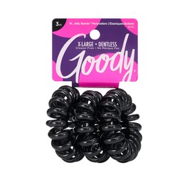 Goody Dentless Jelly Bands Elastic Thick Hair Coils - 3 Count, Black - Medium Hair to Thick Hair - Hair Accessories for Women and Girls