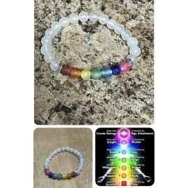 Cuarzo Pulsera 7 Chakra  protección para La Buena Suerte Salud y Amor (Cuarzo )