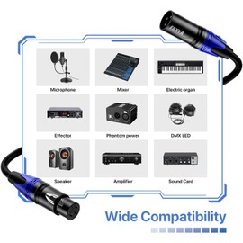 EBXYA XLR Cables, 6 Feet 4-Pack XLR Male to Female Microphone Cable, 3-Pin Balanced XLR Speaker Cable, Multi-Colored Mic Cord for Mic Mixer, Speaker