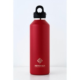 【REVOMAX Official】32oz 950ml Carbonated Compatible Approx. 1 Liter Stainless Steel Bottle 18-Hour Warmth Retention 36-Hour Coolness Retention Vacuum Insulation Flask Gift RevoMax (Fire Red)
