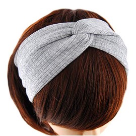axy HB7 Yoga Headband Elastic Headbands Head Wrap for Sports, Running, Tennis HB7 (Light Grey)