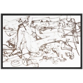 SIGNWIN Framed Canvas Print Wall Art Grunge Paint Stroke Portrait Landscape Abstract Geometric Illustrations Modern Art Minimalism Relax/Calm Zen for Living Room, Bedroom, Office - 24"x36" Black