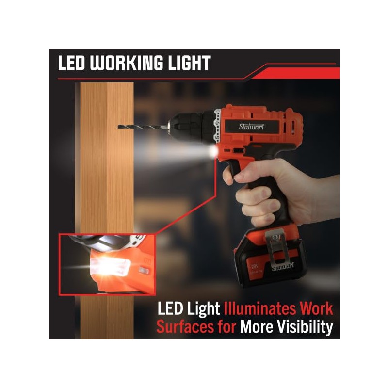 71-Piece Drill Set - 20V Cordless Drill with 21+1 Torque