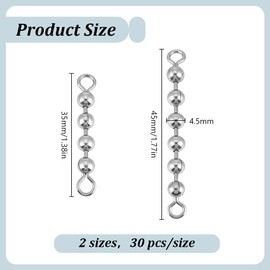 FREEBLOSS 60Pcs Fishing Bead Chain Swivels Catfish Stainless Steel High Speed Trolling Swivel Snap Swivels Fishing Tackle for Freshwater Saltwater