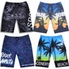 Men's Plus Size Mid-Length Boxer Swim Trunks for Beach & Hot Springs Black Coconut Tree 10ea